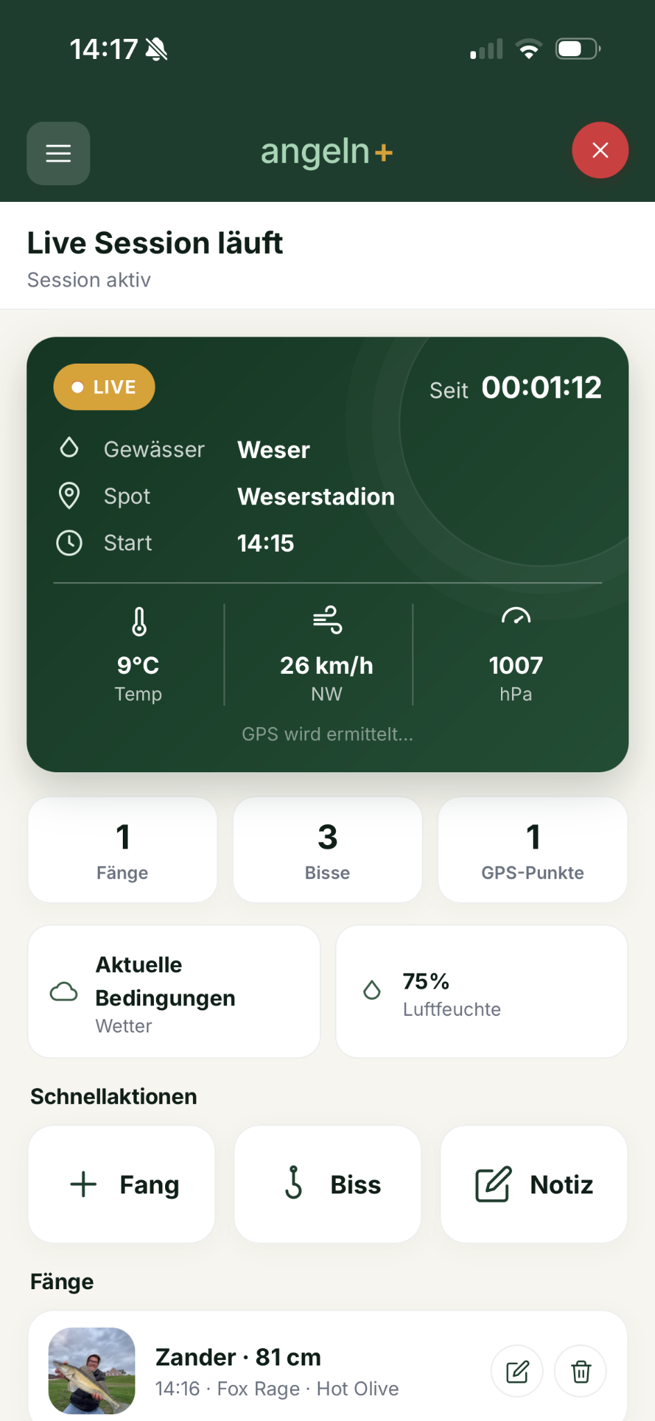 Live Session in der Angeln+ App